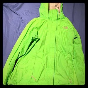 North face bright green windbreaker/ jacket.